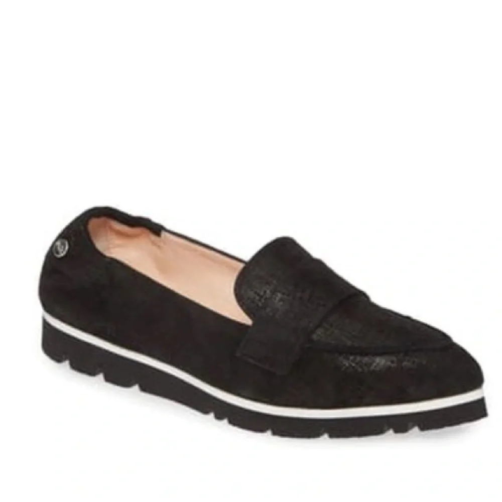 Agl Attilio Giusti Leombruni Micro Pointed Toe Loafer In Black Viola
